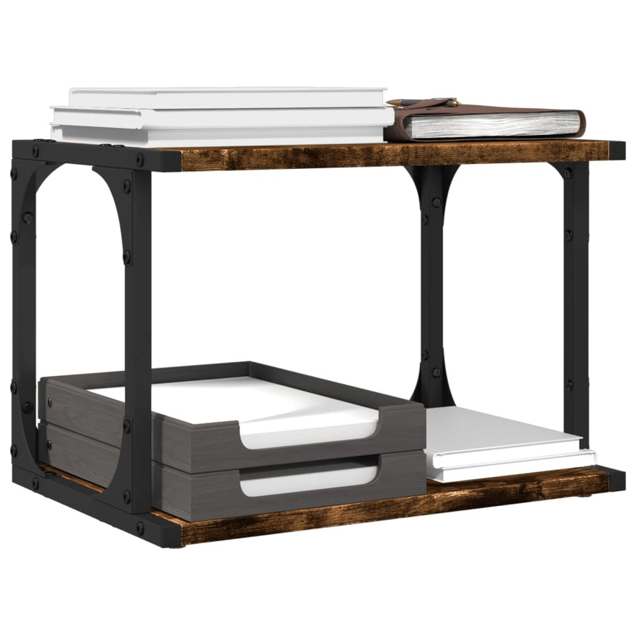 Printerkastje 2-Laags 41X28X33,5 Cm Bewerkt Hout Gerookt Eiken
