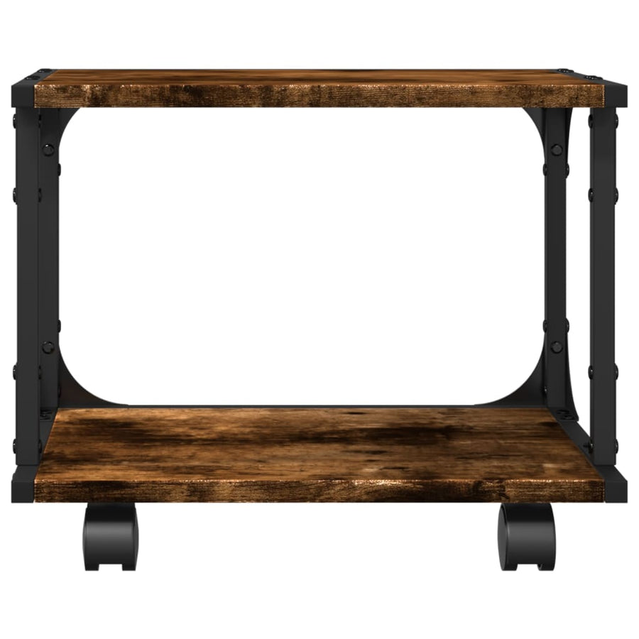 Printerkastje 2-Laags 41X28X33,5 Cm Bewerkt Hout Gerookt Eiken