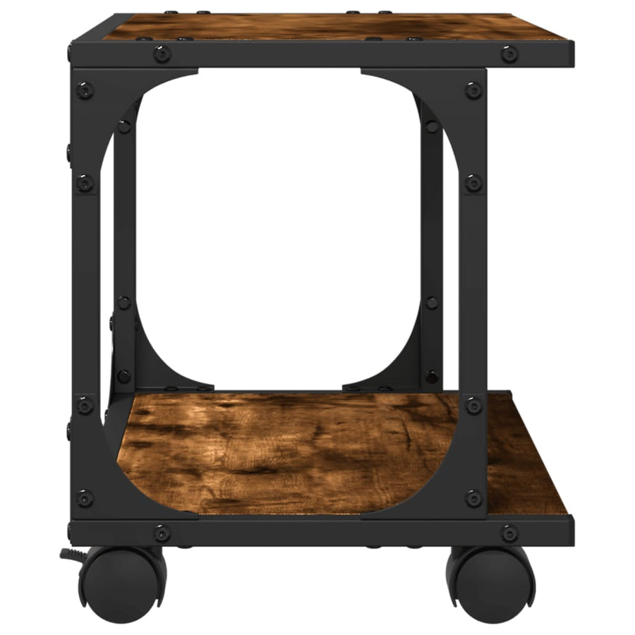 Printerkastje 2-Laags 41X28X33,5 Cm Bewerkt Hout Gerookt Eiken