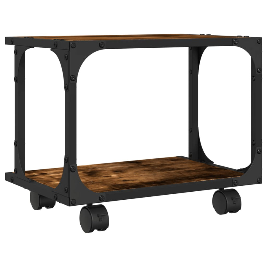 Printerkastje 2-Laags 41X28X33,5 Cm Bewerkt Hout Gerookt Eiken