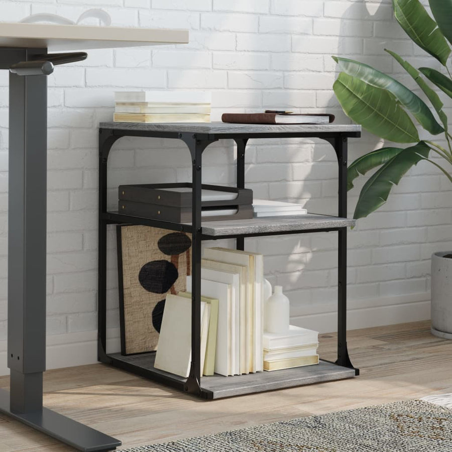 Printerkastje 3-Laags 43X48X64 Cm Bewerkt Hout Grijs Sonoma