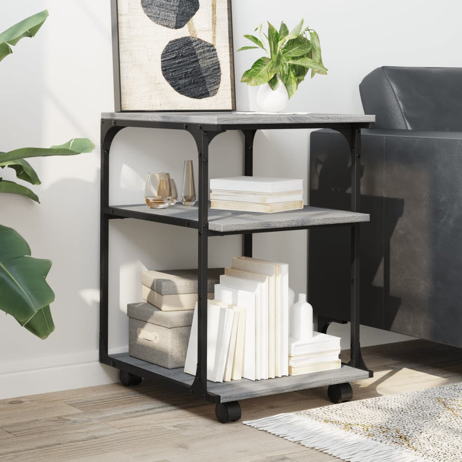 Printerkastje 3-Laags 43X48X64 Cm Bewerkt Hout Grijs Sonoma