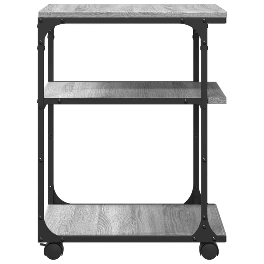 Printerkastje 3-Laags 43X48X64 Cm Bewerkt Hout Grijs Sonoma