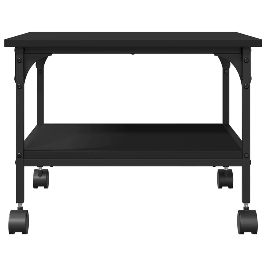 Printerkastje 2-laags 50x40x38 cm bewerkt hout zwart