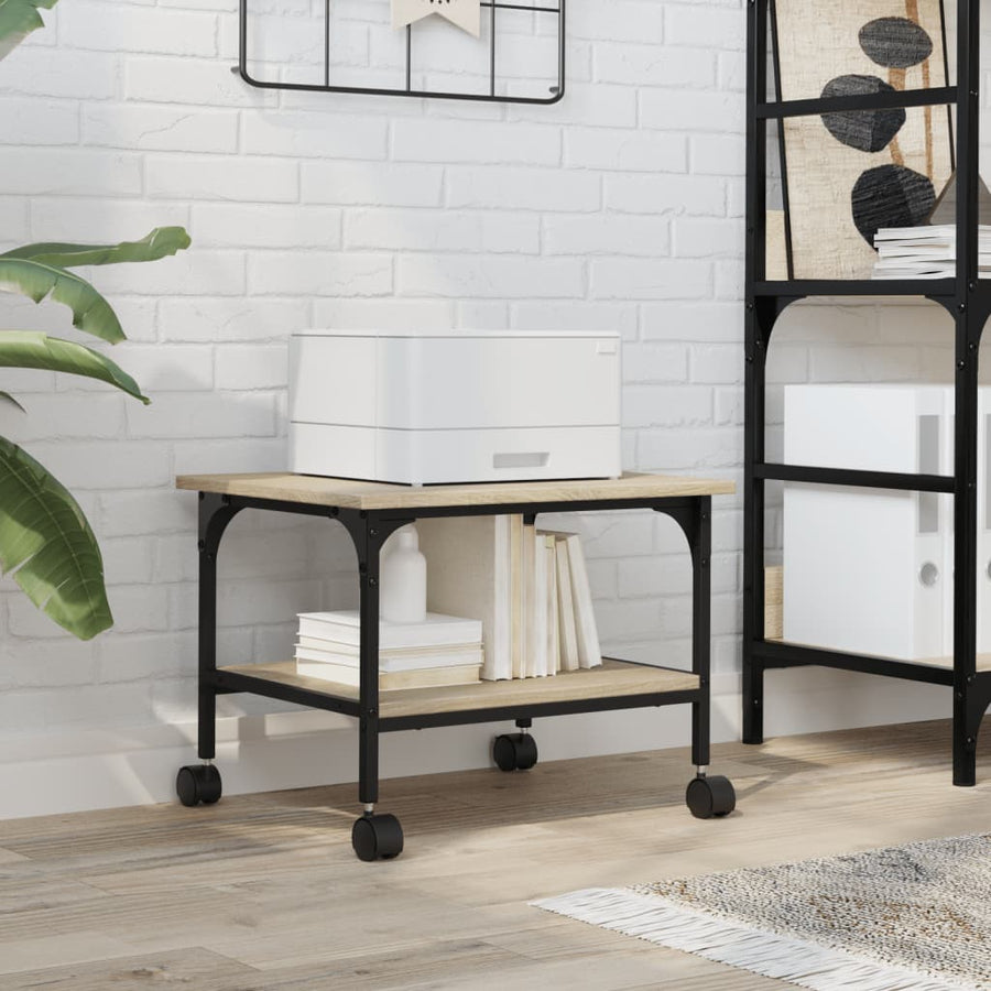 Printerkastje 2-laags 50x40x38 cm bewerkt hout sonoma eiken