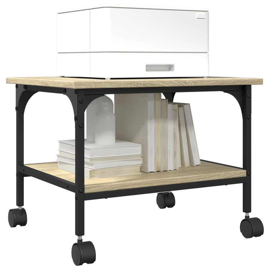 Printerkastje 2-laags 50x40x38 cm bewerkt hout sonoma eiken