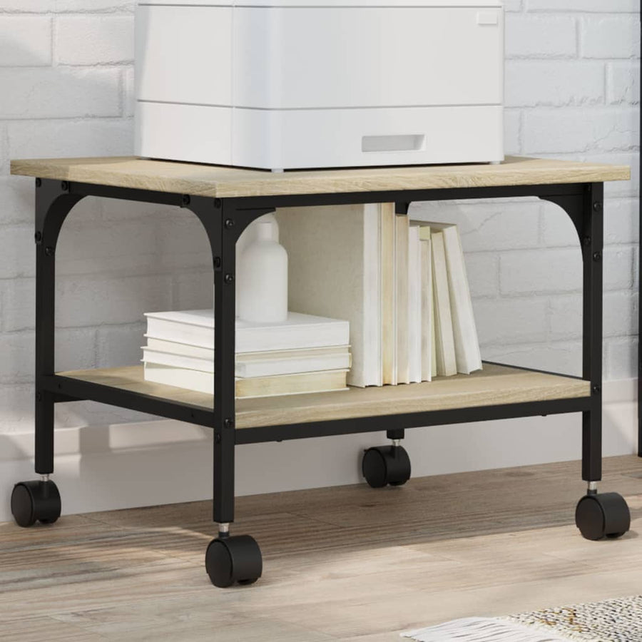 Printerkastje 2-laags 50x40x38 cm bewerkt hout sonoma eiken
