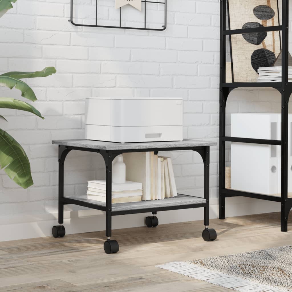 Printerkastje 2-Laags 50X40X38 Cm Bewerkt Hout Grijs Sonoma