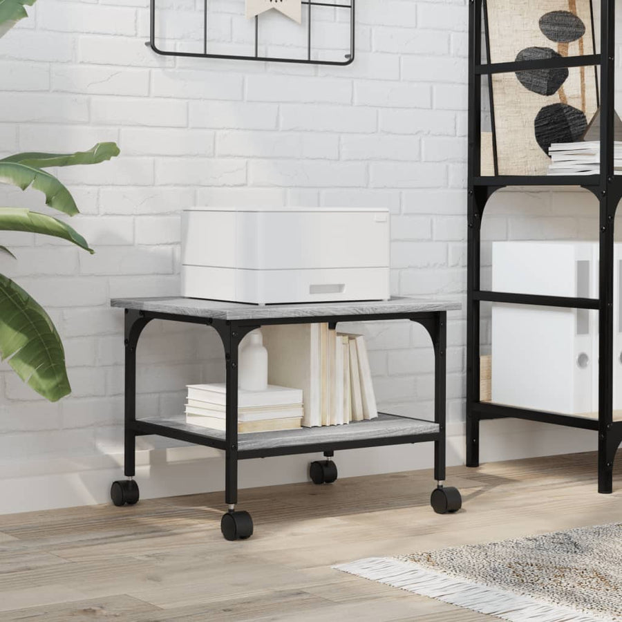 Printerkastje 2-Laags 50X40X38 Cm Bewerkt Hout Grijs Sonoma
