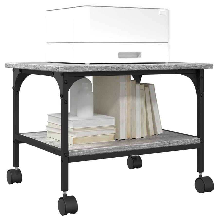 Printerkastje 2-Laags 50X40X38 Cm Bewerkt Hout Grijs Sonoma