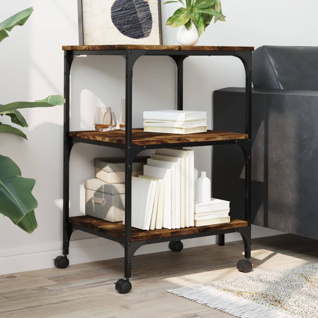 Printerkastje 3-Laags 50X41X75 Cm Bewerkt Hout Gerookt Eiken