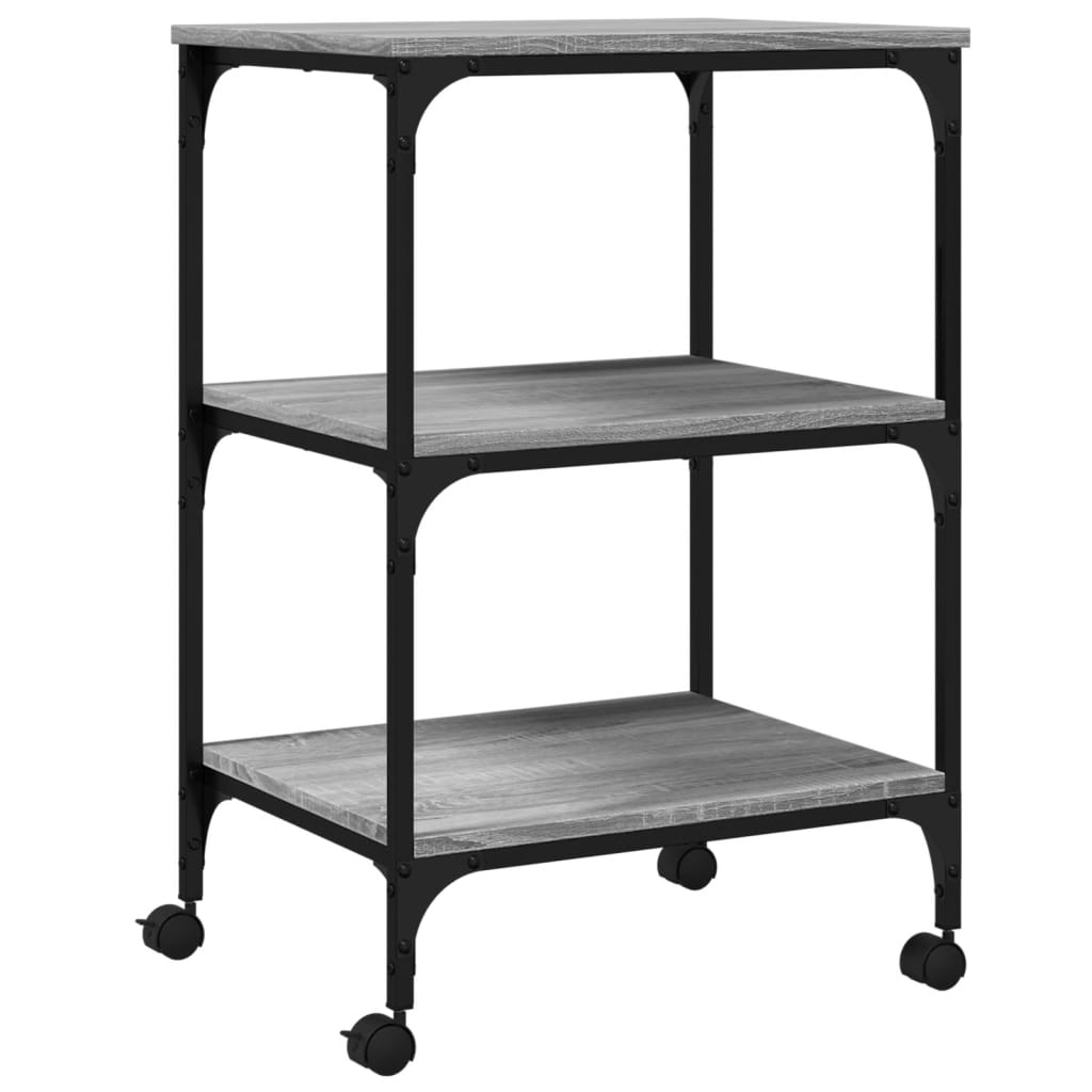 Printerkastje 3-Laags 50X41X75 Cm Bewerkt Hout Grijs Sonoma