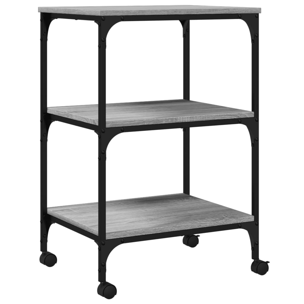 Printerkastje 3-Laags 50X41X75 Cm Bewerkt Hout Grijs Sonoma