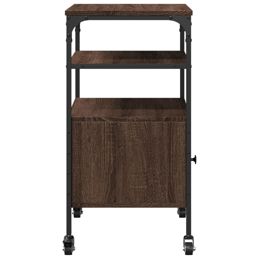 Printerkastje 3-laags 50x40x76 cm bewerkt hout bruin eiken