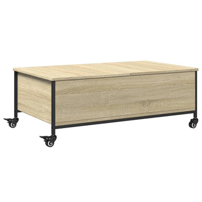 Salontafel met wielen 91x55x34 cm bewerkt hout sonoma eiken