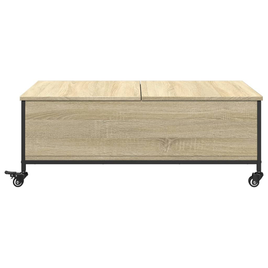 Salontafel met wielen 91x55x34 cm bewerkt hout sonoma eiken