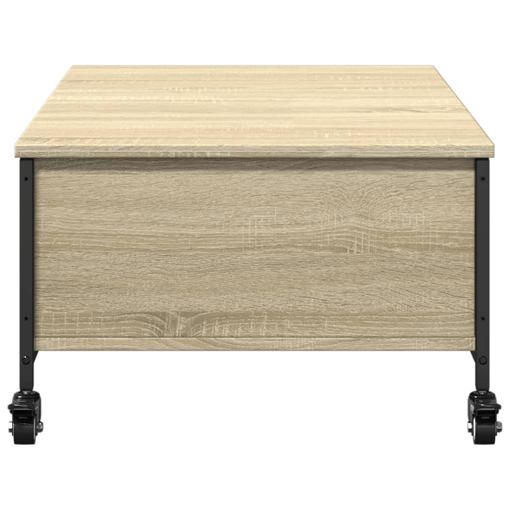Salontafel met wielen 91x55x34 cm bewerkt hout sonoma eiken