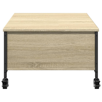 Salontafel met wielen 91x55x34 cm bewerkt hout sonoma eiken