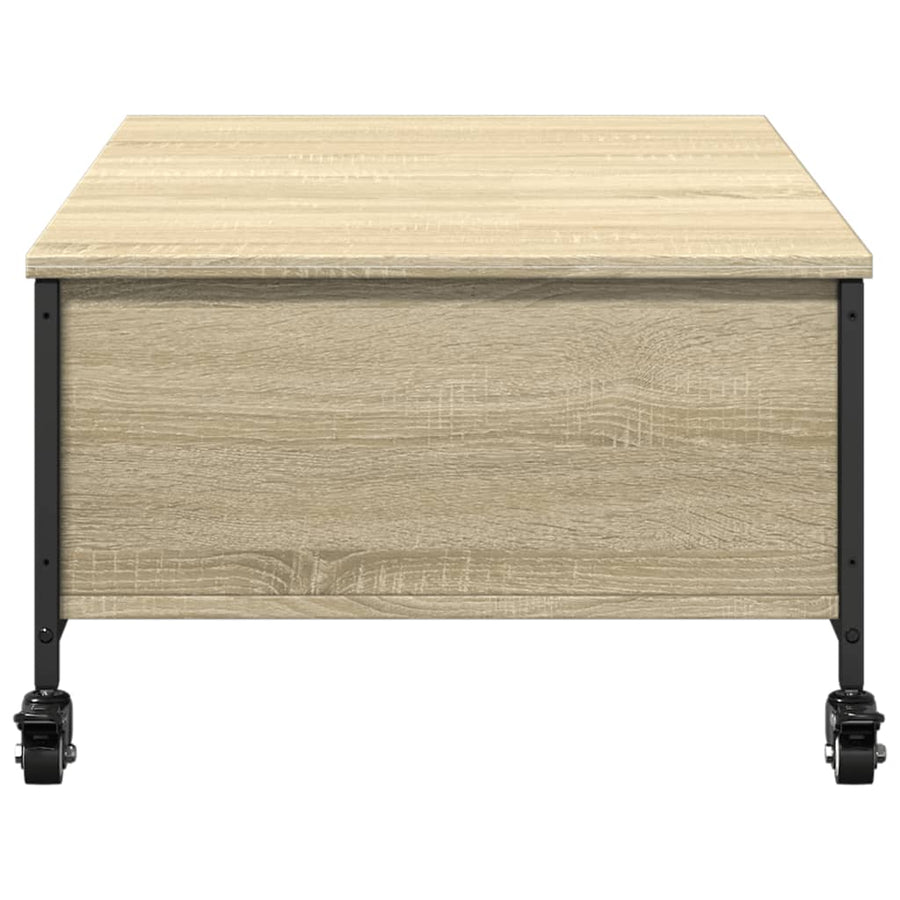 Salontafel met wielen 91x55x34 cm bewerkt hout sonoma eiken