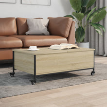 Salontafel met wielen 91x55x34 cm bewerkt hout sonoma eiken