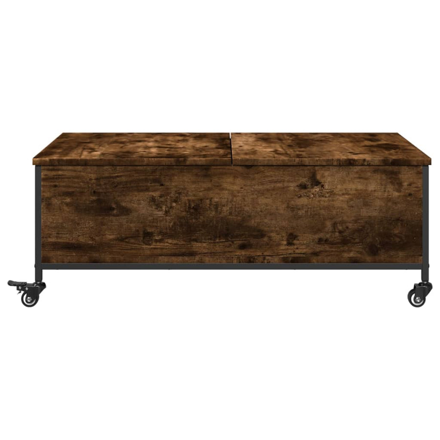 Salontafel Met Wielen 91X55X34 Cm Bewerkt Hout Gerookt Eiken