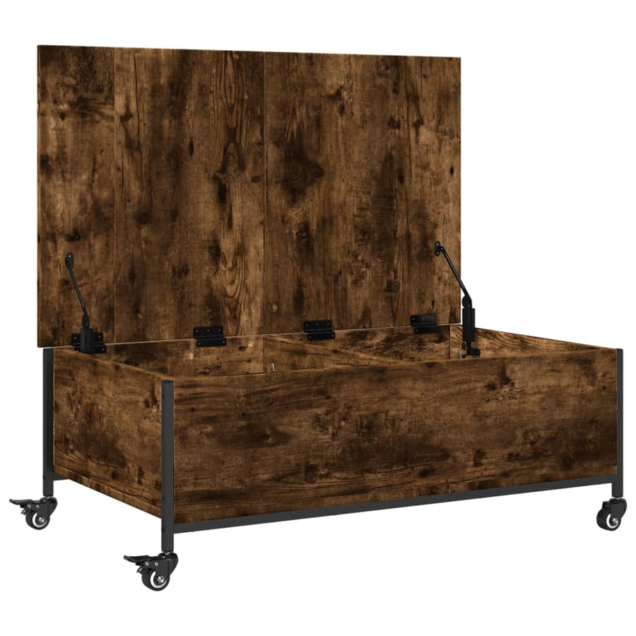 Salontafel Met Wielen 91X55X34 Cm Bewerkt Hout Gerookt Eiken