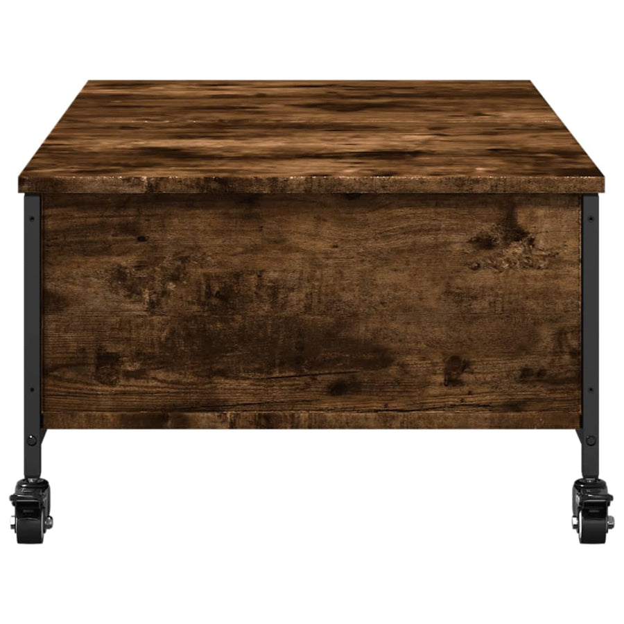 Salontafel Met Wielen 91X55X34 Cm Bewerkt Hout Gerookt Eiken