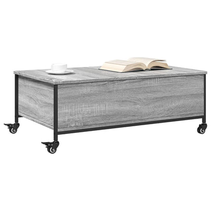 Salontafel Met Wielen 91X55X34 Cm Bewerkt Hout Grijs Sonoma