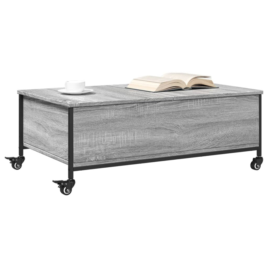 Salontafel Met Wielen 91X55X34 Cm Bewerkt Hout Grijs Sonoma
