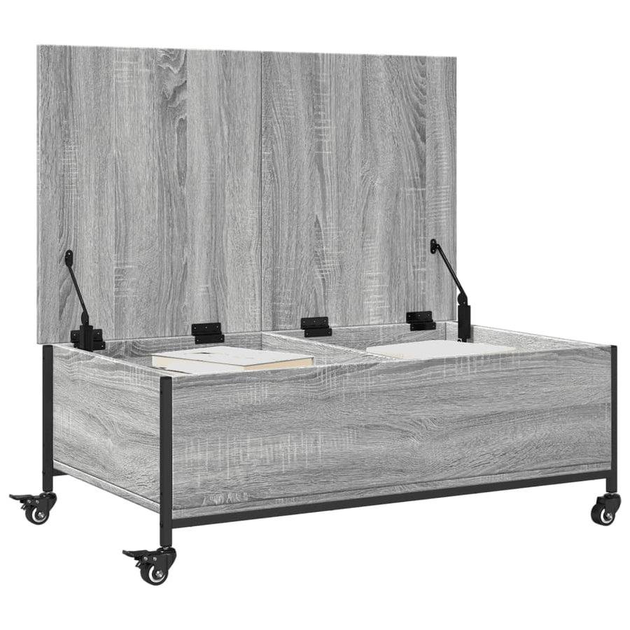 Salontafel Met Wielen 91X55X34 Cm Bewerkt Hout Grijs Sonoma