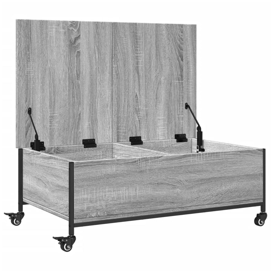 Salontafel Met Wielen 91X55X34 Cm Bewerkt Hout Grijs Sonoma