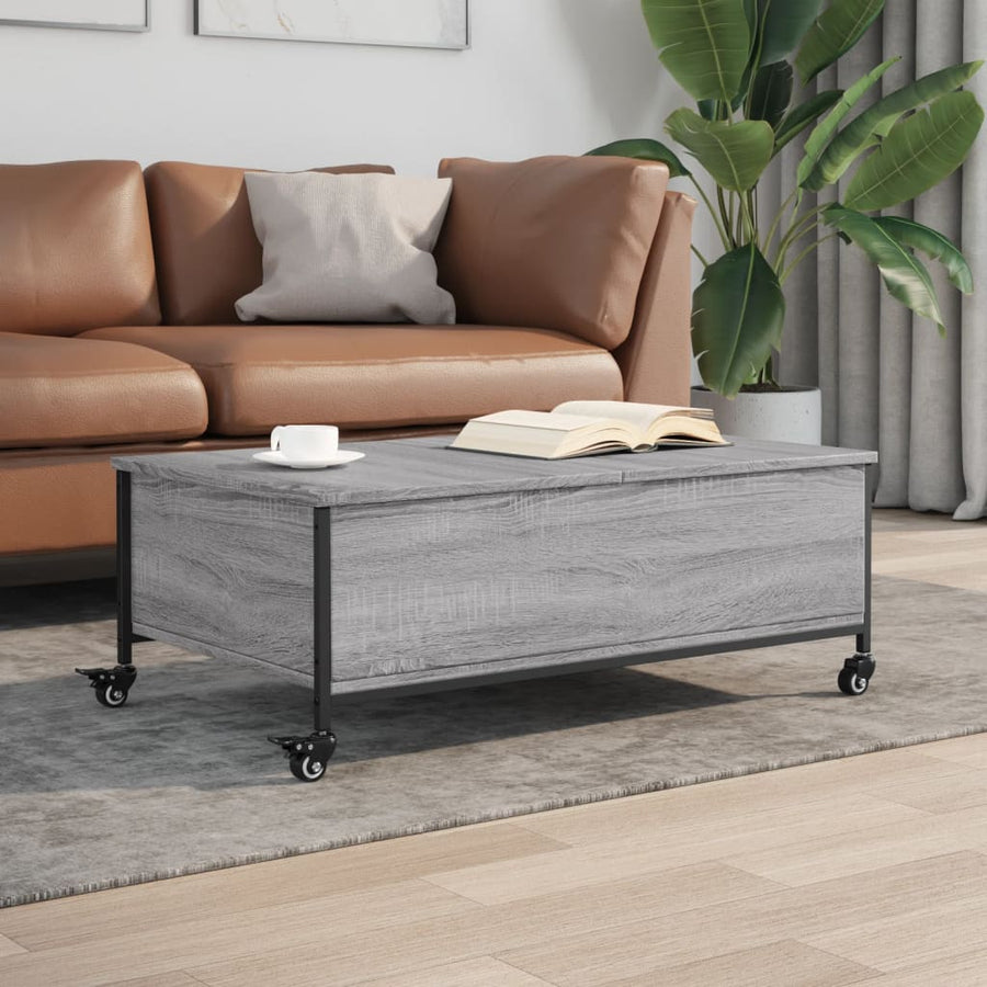 Salontafel Met Wielen 91X55X34 Cm Bewerkt Hout Grijs Sonoma