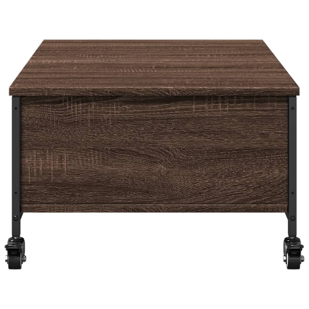 Salontafel Met Wielen 91X55X34 Cm Bewerkt Hout Bruin Eikenkleur