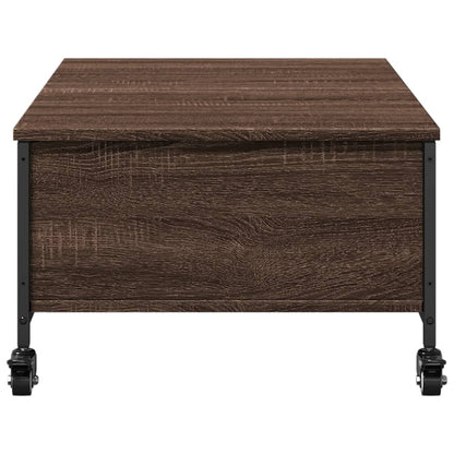 Salontafel Met Wielen 91X55X34 Cm Bewerkt Hout Bruin Eikenkleur