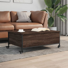 Salontafel Met Wielen 91X55X34 Cm Bewerkt Hout Bruin Eikenkleur