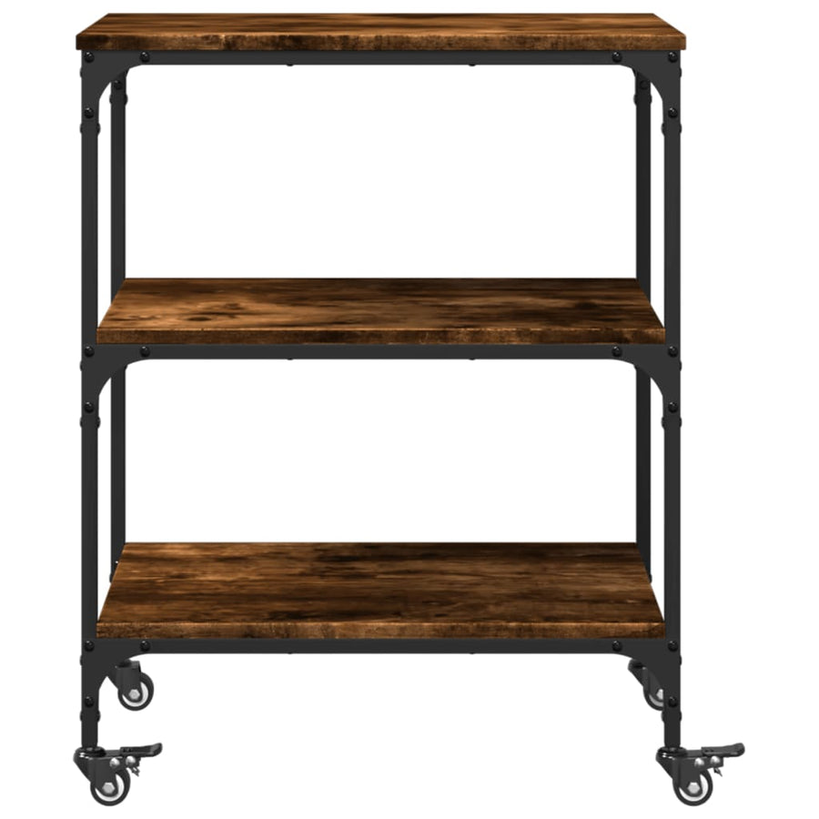 Keukentrolley 60X41X76 Cm Bewerkt Hout Gerookt Eikenkleurig