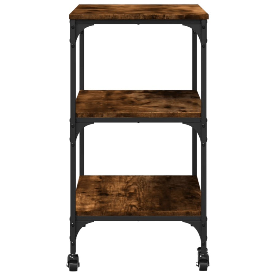 Keukentrolley 60X41X76 Cm Bewerkt Hout Gerookt Eikenkleurig
