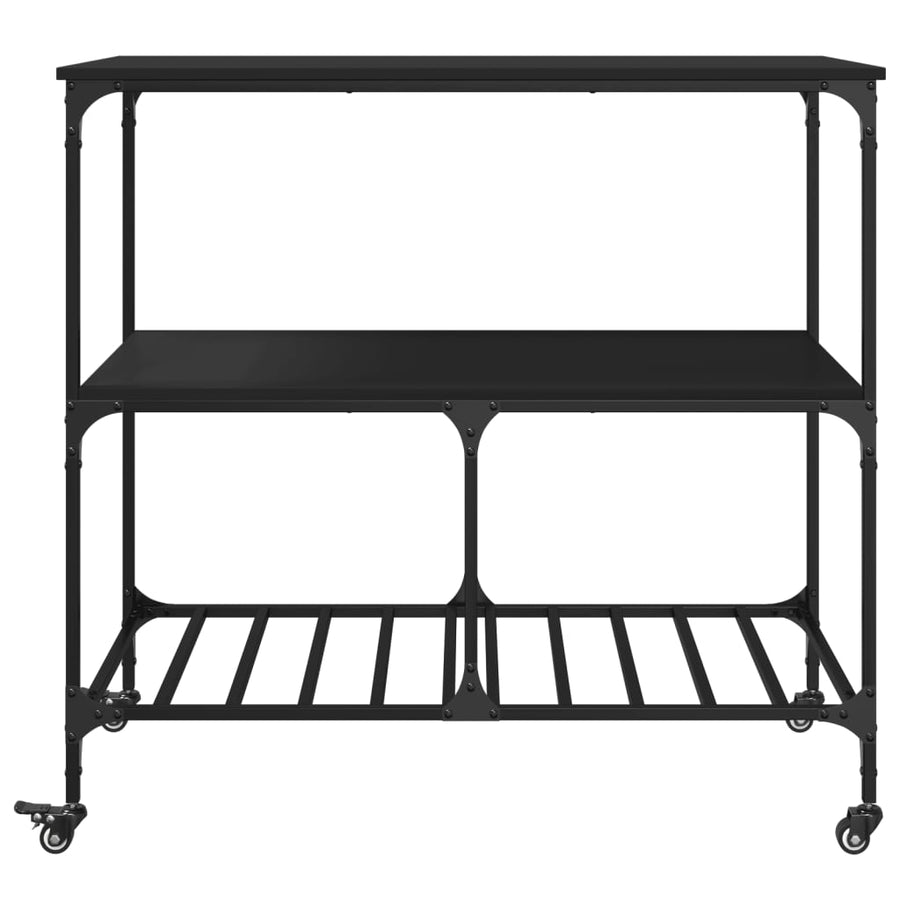 Keukentrolley 100X50X95 Cm Bewerkt Hout Zwart