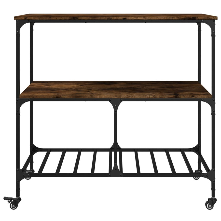 Keukentrolley 100X50X95 Cm Bewerkt Hout Gerookt Eikenkleurig