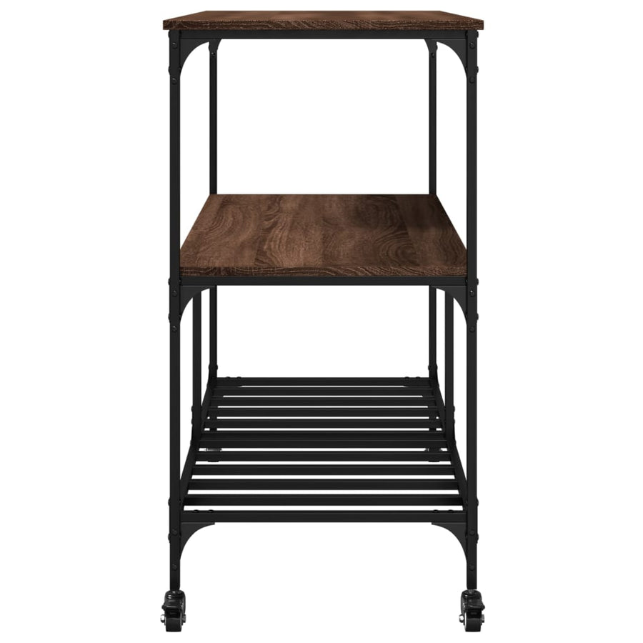 Keukentrolley 100X50X95 Cm Bewerkt Hout Bruin Eikenkleurig Groen