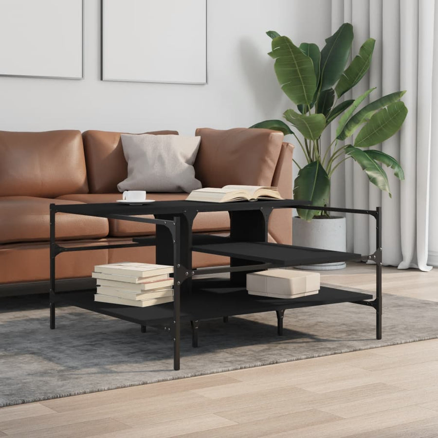 Salontafel 00X00X48,5 Cm Bewerkt  Hout Zwart