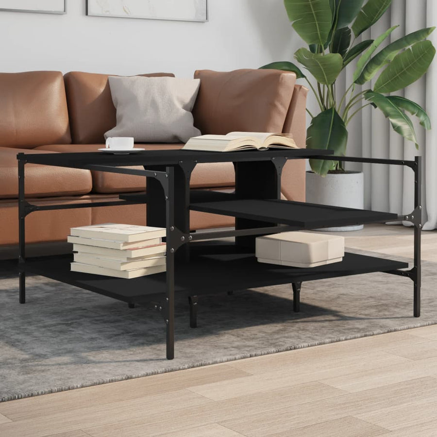 Salontafel 00X00X48,5 Cm Bewerkt  Hout Zwart