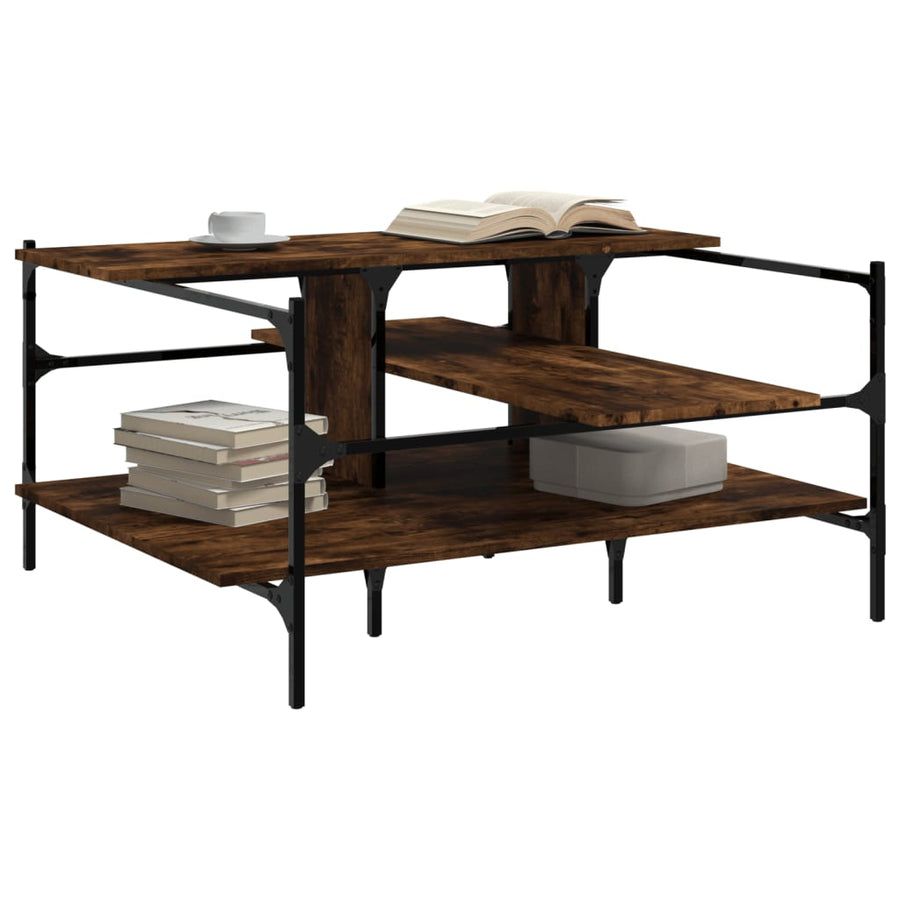 Salontafel 00X00X48,5 Cm Bewerkt Hout Kleurig Gerookt eiken