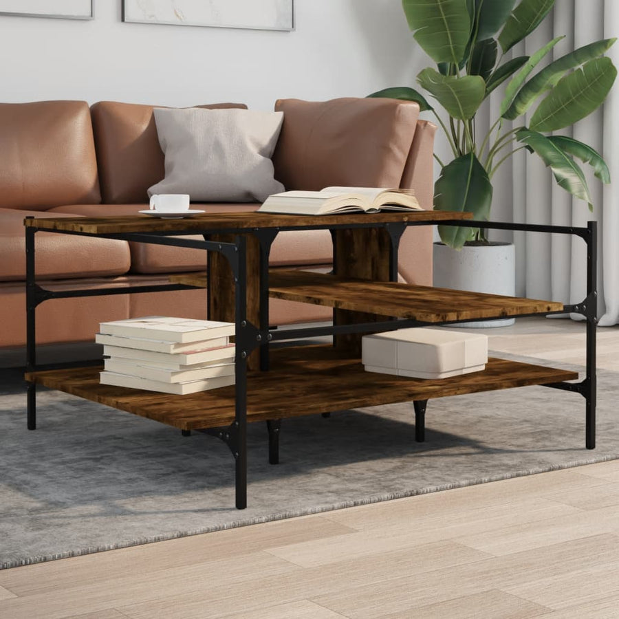 Salontafel 00X00X48,5 Cm Bewerkt Hout Kleurig Gerookt eiken