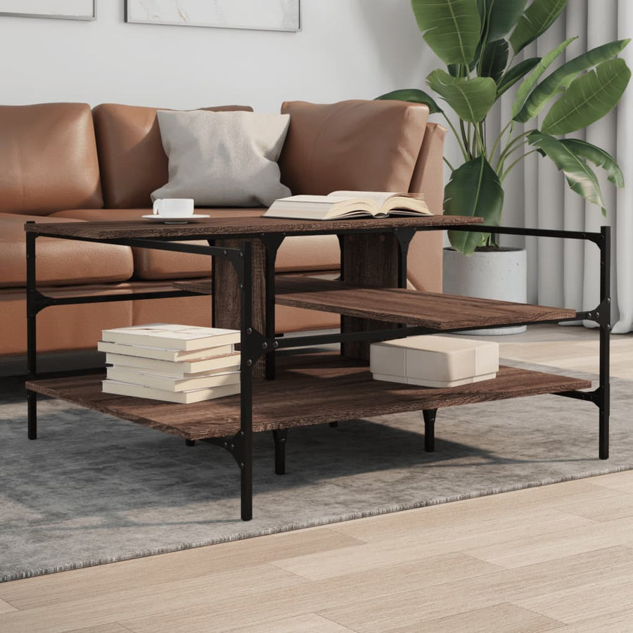 Salontafel 00X00X48,5 Cm Bewerkt Hout bruin eikenkleur