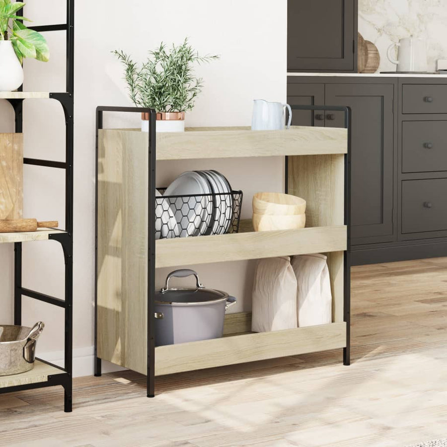 Keukentrolley 70X30X82 Cm Bewerkt Hout Sonoma Eikenkleurig