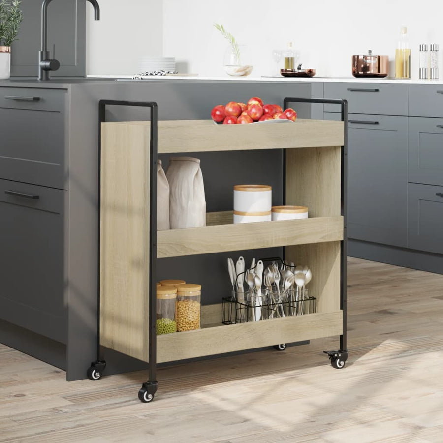 Keukentrolley 70X30X82 Cm Bewerkt Hout Sonoma Eikenkleurig
