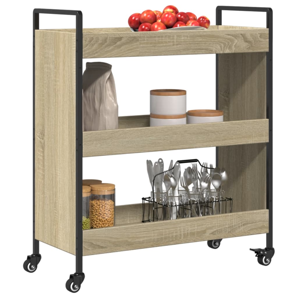 Keukentrolley 70X30X82 Cm Bewerkt Hout Sonoma Eikenkleurig