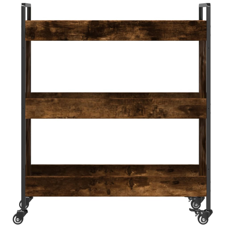 Keukentrolley 70X30X82 Cm Bewerkt Hout Gerookt Eikenkleurig