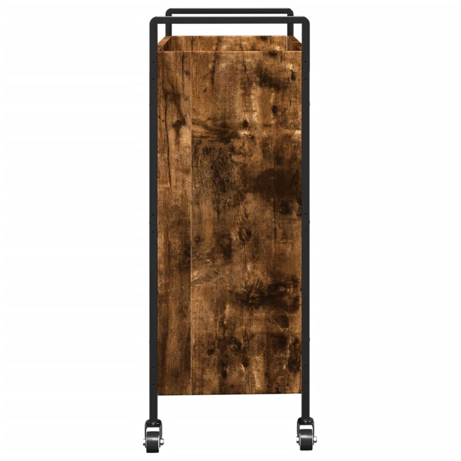 Keukentrolley 70X30X82 Cm Bewerkt Hout Gerookt Eikenkleurig